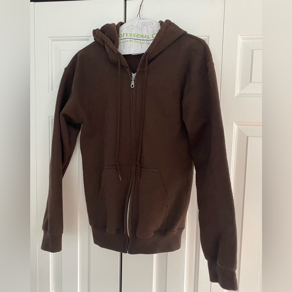 Brown hoodie zip up sweatshirt